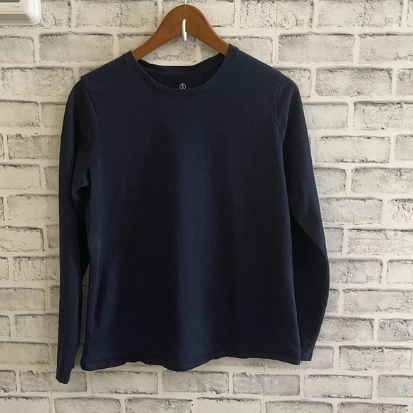 Women’s Land’s End navy blue 100% cotton long sleeve shirt Small - Picture 1 of 3